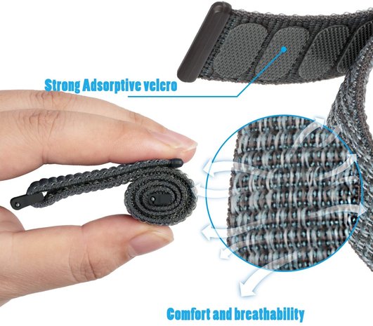 Strap-it® Strap-it Fitbit Versa 3 nylon bandje (grijs-groen)