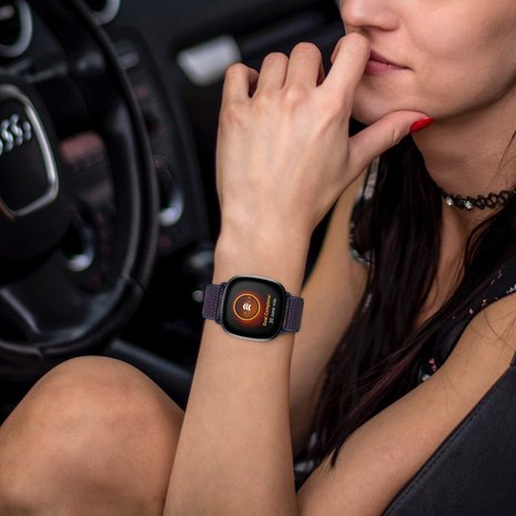 Strap-it® Strap-it Fitbit Versa 3 nylon bandje (indigo blauw)