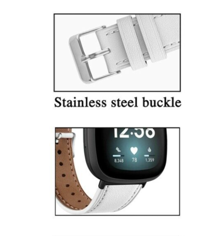 Strap-it® Strap-it Fitbit Versa 3 bandje leer (wit) Strap-it® Strap-it Fitbit Versa 3 bandje leer (wit)