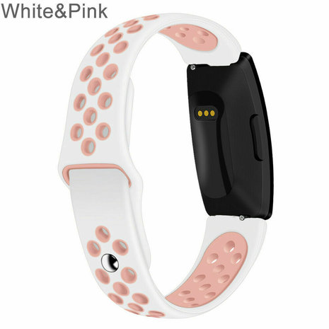 Strap-it® Strap-it Fitbit Inspire sport band (wit/roze)