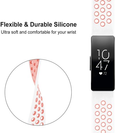 Strap-it® Strap-it Fitbit Inspire sport band (wit/roze)