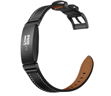 Strap-it® Fitbit Inspire leren bandje (zwart)