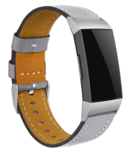 Strap-it® Strap-it Fitbit Charge 3 bandje leer (strak grijs)
