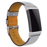 Strap-it® Fitbit Charge 3 bandje leer (strak grijs)