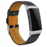Strap-it® Fitbit Charge 4 bandje leer (strak zwart)