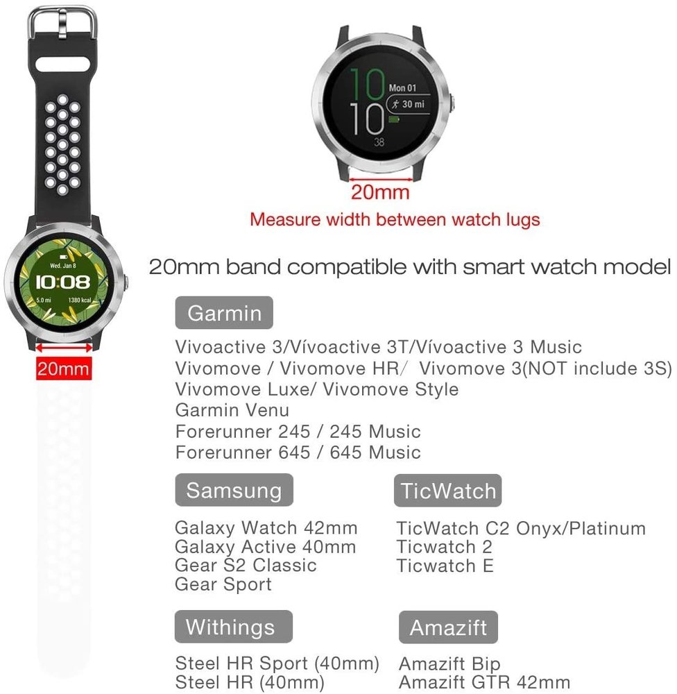 Strap-it® Strap-it Garmin Venu nylon gesp band (rood)