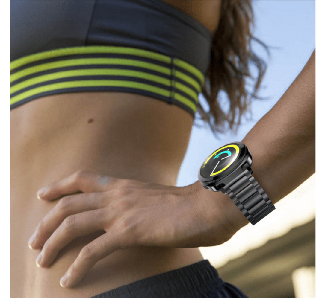 Strap-it® Strap-it Samsung Gear Sport stalen band (zwart)