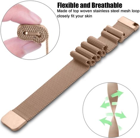 Strap-it® Strap-it Garmin Venu 2 Milanese band - 45mm - rosé goud
