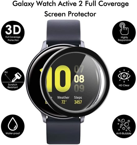 Samsung Galaxy Watch Active 2 44mm full cover screenprotector Smartwatchbanden