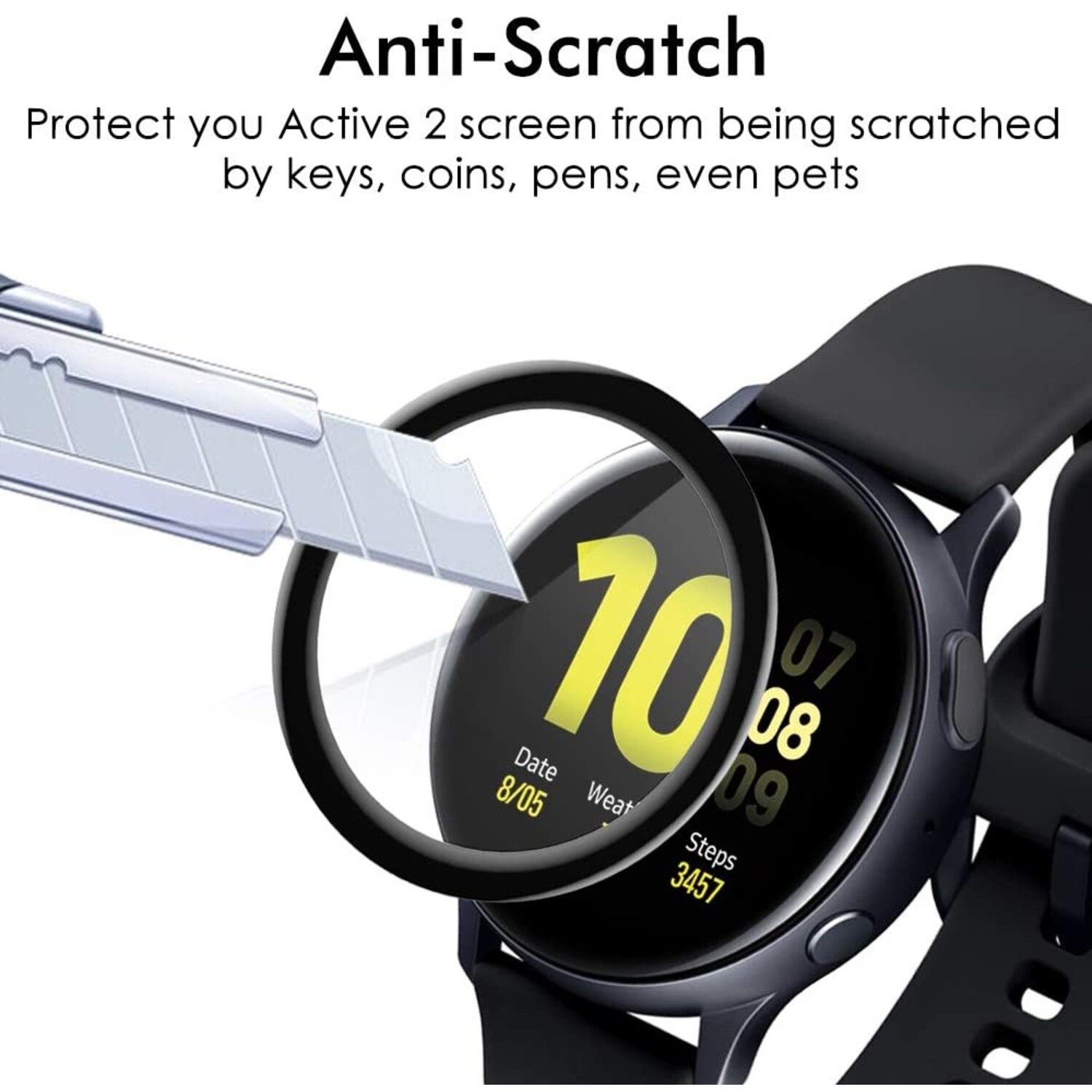 Samsung Galaxy Watch Active 2 44mm full cover screenprotector Smartwatchbanden