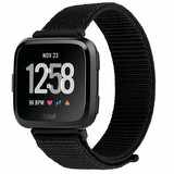 Strap-it® Fitbit Versa nylon bandje (zwart)