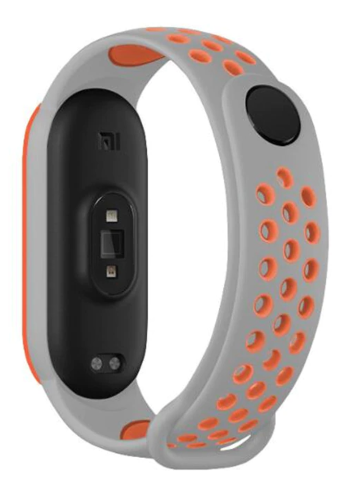 Strap-it® Strap-it Xiaomi Mi Band 6 sport bandje (grijs/oranje)
