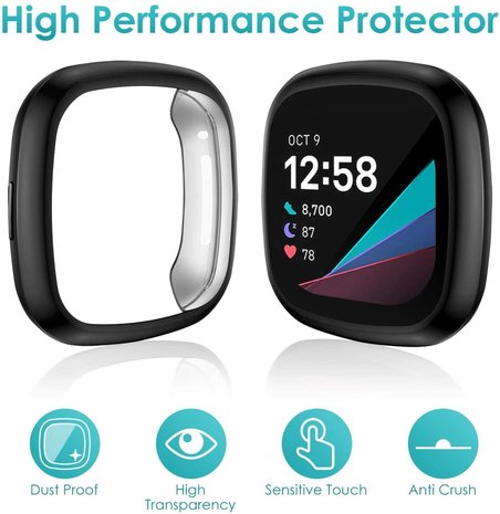 Strap-it® Strap-it Fitbit Sense TPU / silicone case (zwart)