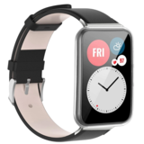 Strap-it® Huawei Watch Fit leren bandje (zwart)