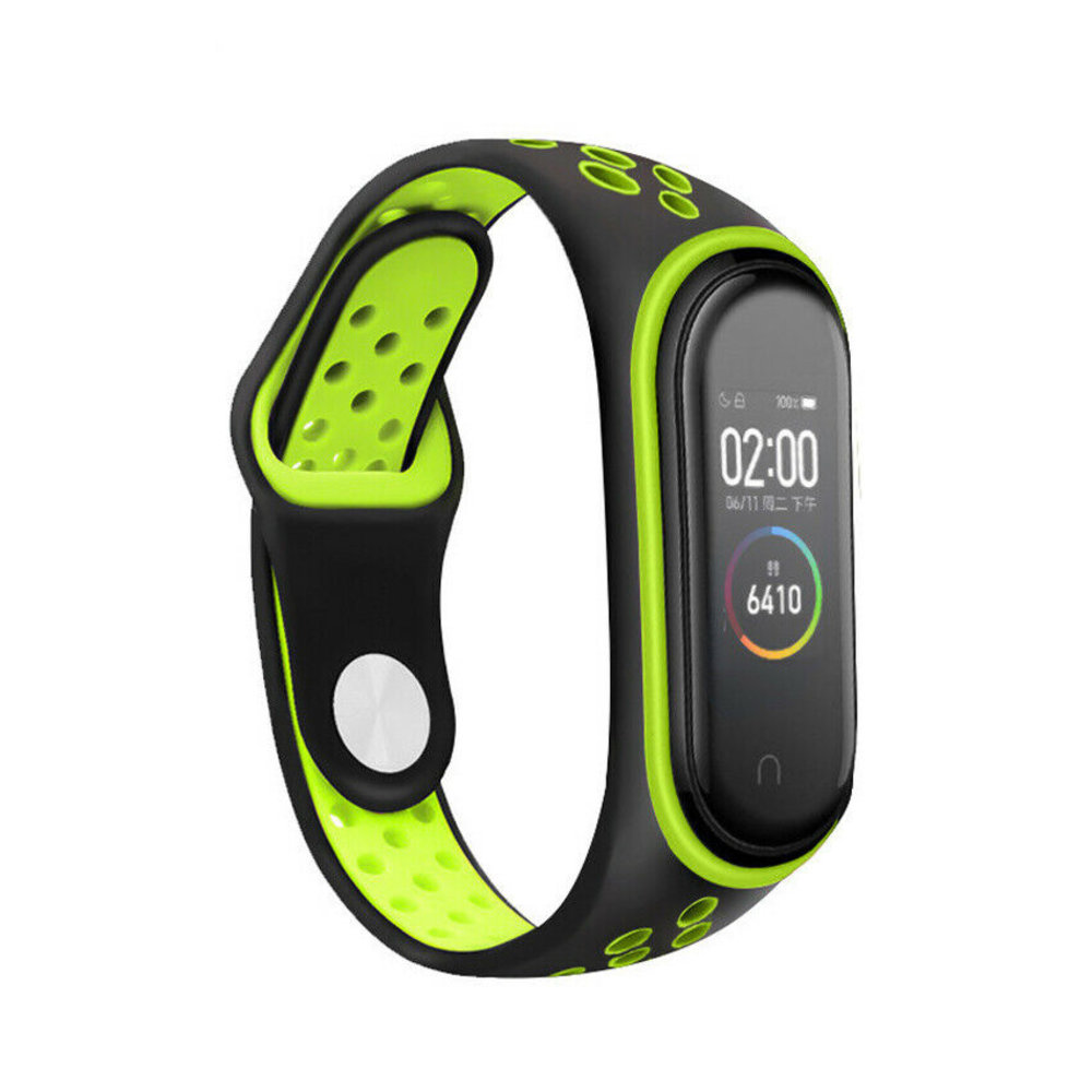 Xiaomi Mi Band 6 sport bandje (zwart/groen) - Smartwatchbanden.nl