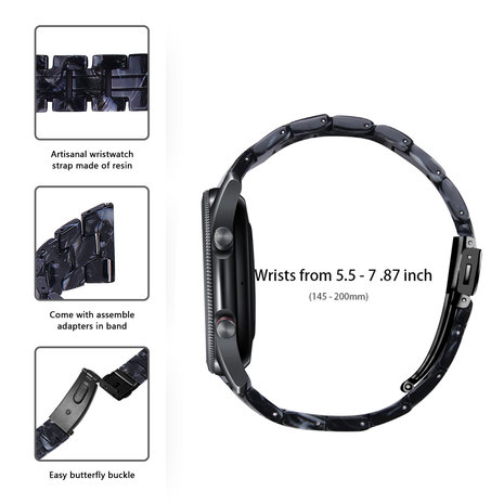 Strap-it® Strap-it Samsung Galaxy Watch 3 45mm resin band (zwart/wit)