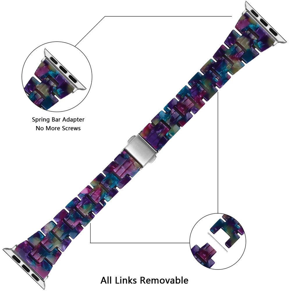 Strap-it® Strap-it Apple Watch stalen band (kleurrijk paars)