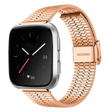 Strap-it® Fitbit Versa roestvrij stalen bandje (rosé goud)