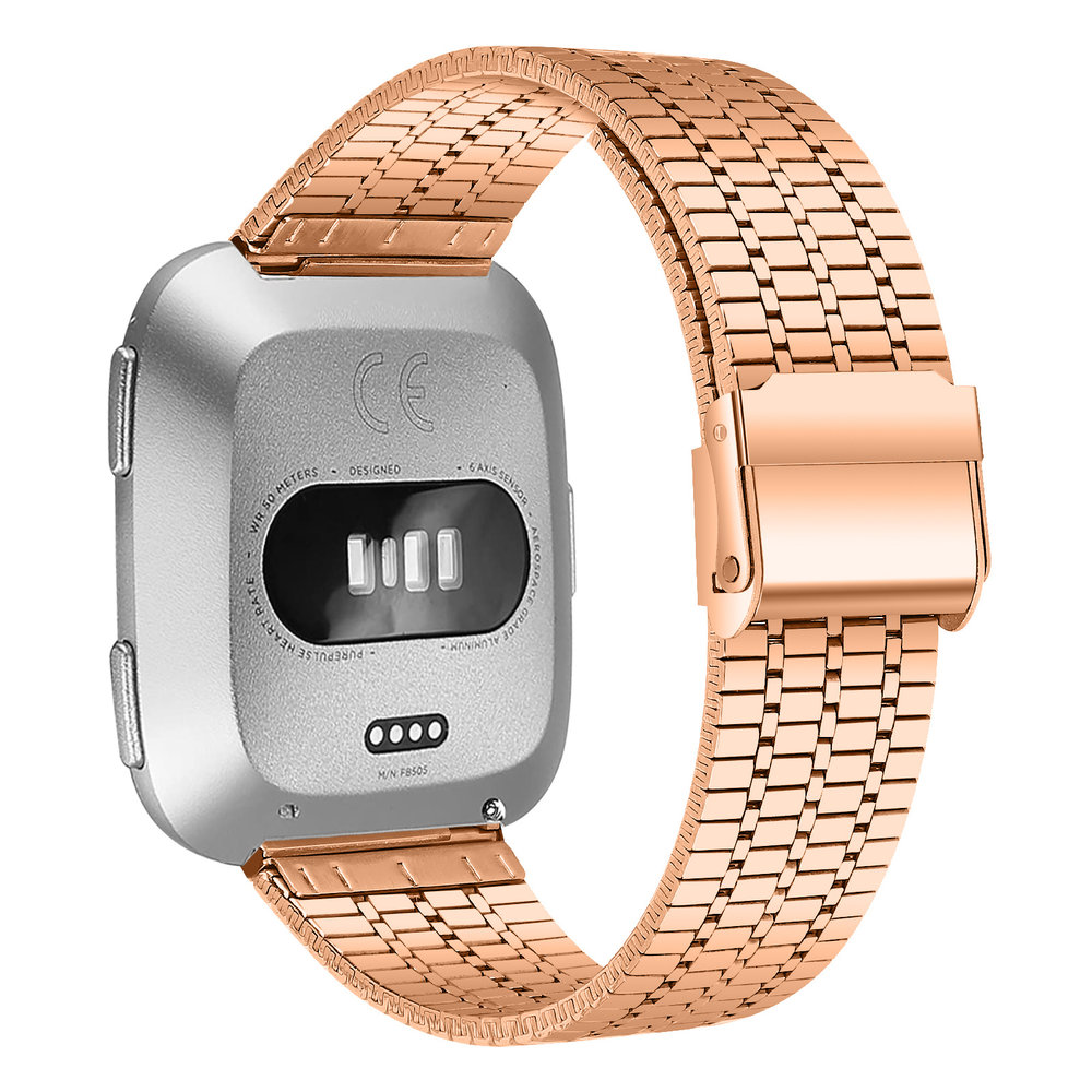 Strap-it® Strap-it Fitbit Versa roestvrij stalen bandje (rosé goud)