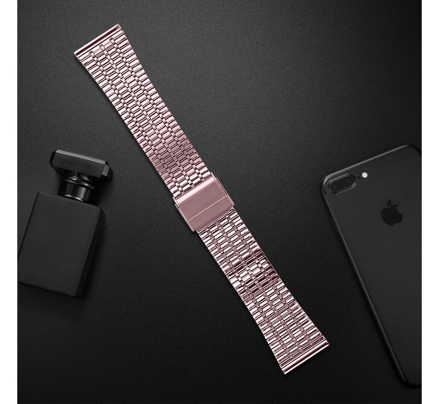 Strap-it Fitbit Versa roestvrij stalen bandje (rosé pink)