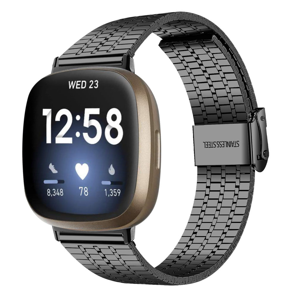Strap-it® Strap-it Fitbit Versa 3 roestvrij stalen band (zwart)