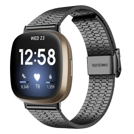 Strap-it® Strap-it Fitbit Versa 3 roestvrij stalen band (zwart)