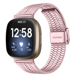 Strap-it® Fitbit Versa 3 roestvrij stalen band (rosé pink)