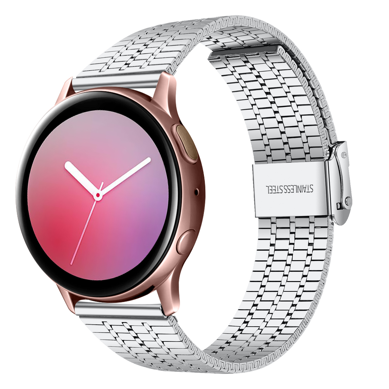Samsung Galaxy Watch Active luxe stalen band (zilver) - Smartwatchbanden.nl
