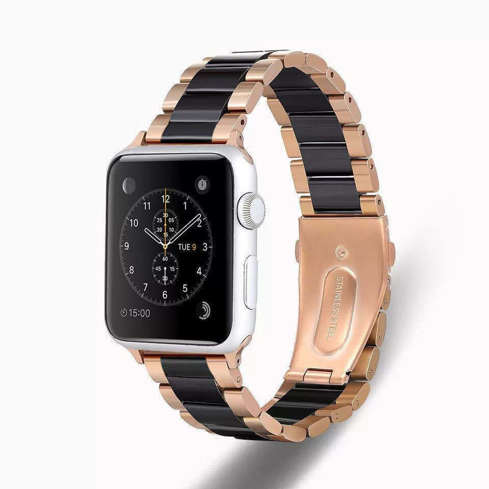 Apple Watch keramiek stalen band goud/zwart) -