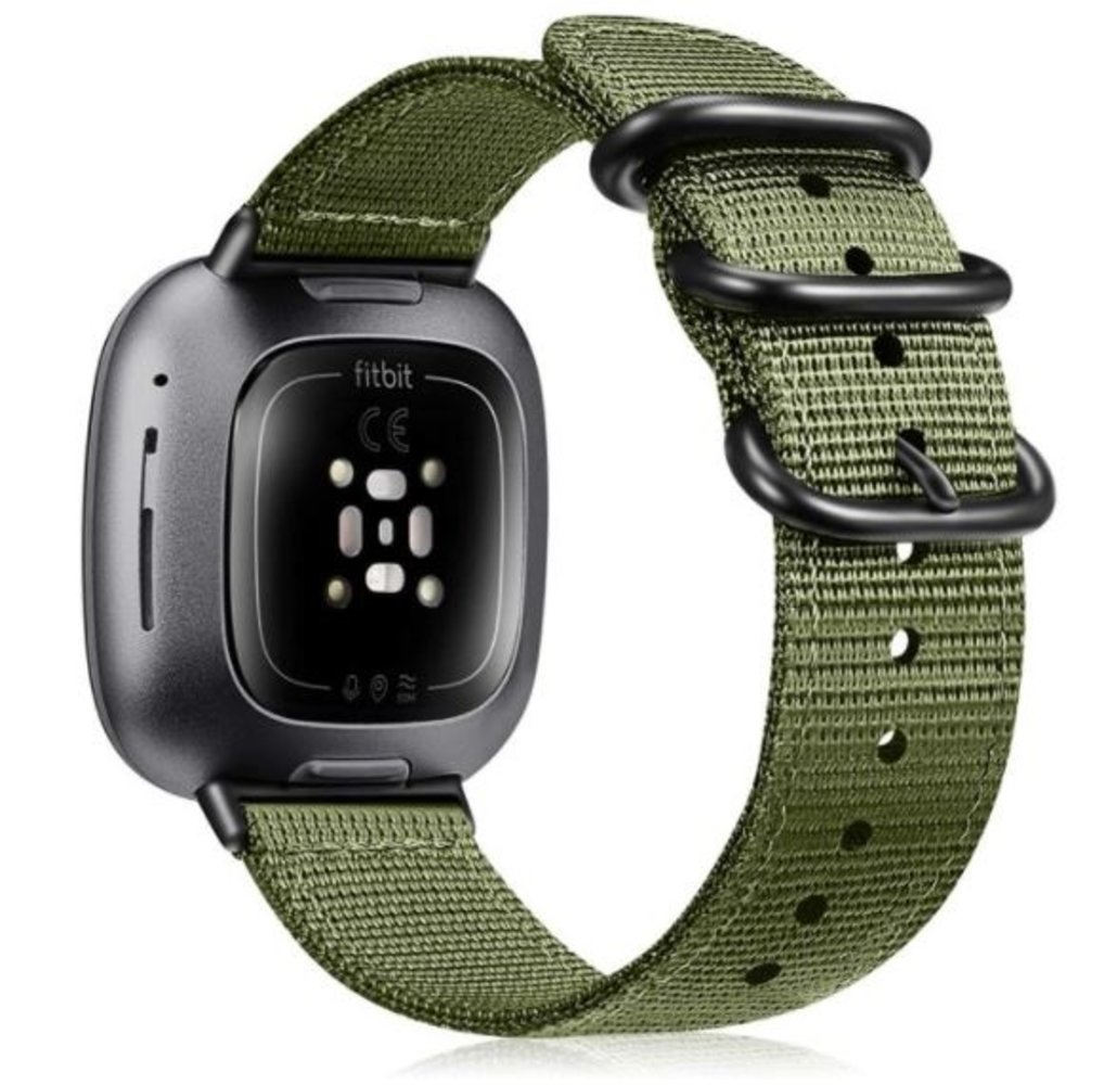 Strap-it® Strap-it Fitbit Sense nylon gesp band (groen)