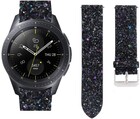 Strap-it® Strap-it Samsung Galaxy Watch 42mm leren glitter bandje (zwart)