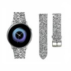 Strap-it® Strap-it Samsung Galaxy Watch Active leren glitter bandje (zilver)