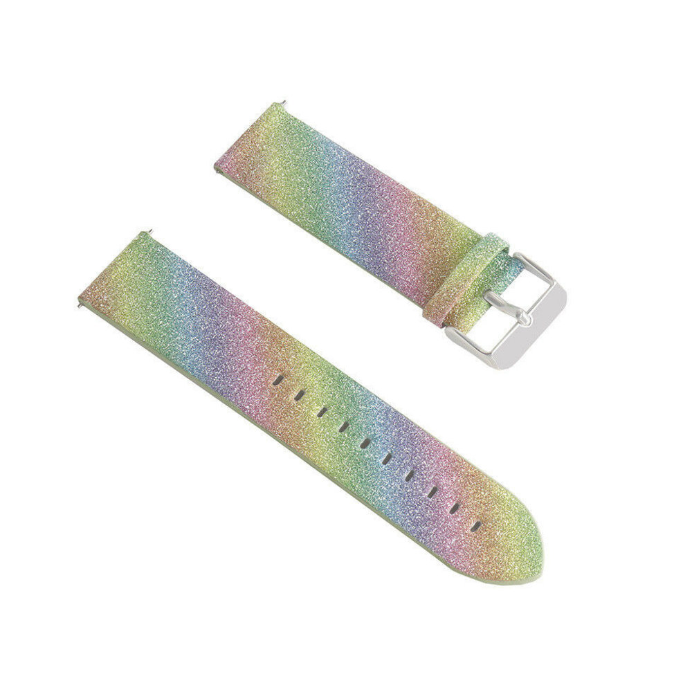 Strap-it® Strap-it Samsung Galaxy Watch 3 45mm leren glitter bandje (regenboog) Strap-it® Strap-it Samsung Galaxy Watch 3 45mm leren glitter bandje (regenboog)