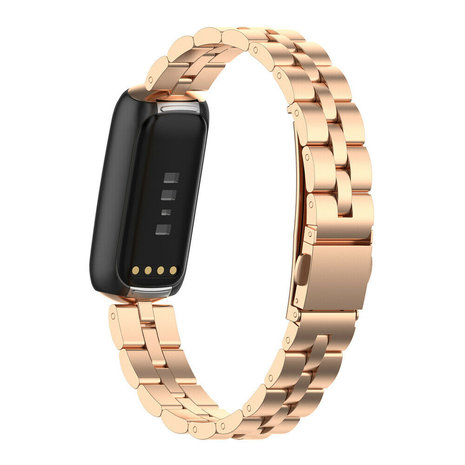 Strap-it® Strap-it Fitbit Luxe stalen band (rosé goud)