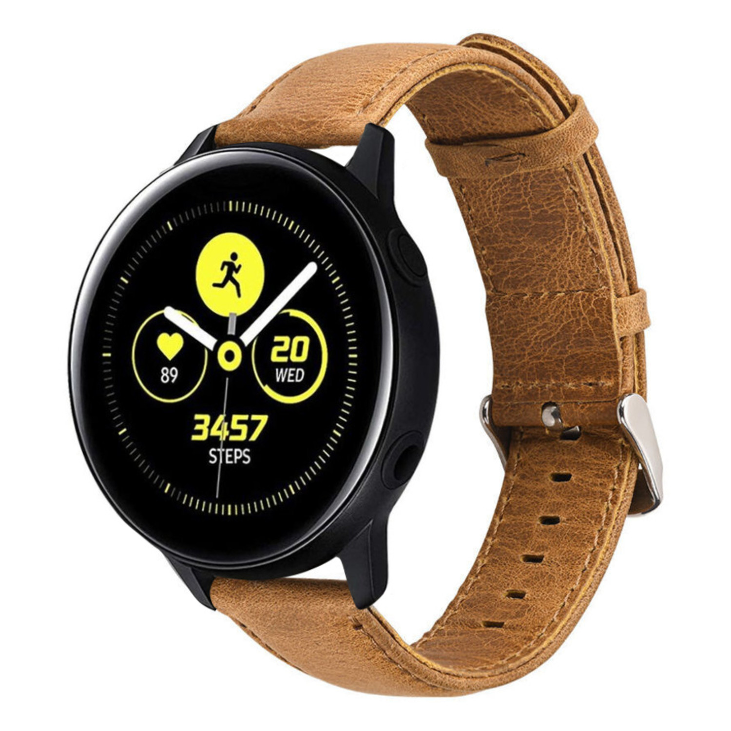Strap it Samsung Galaxy Watch active leren bandje bruin