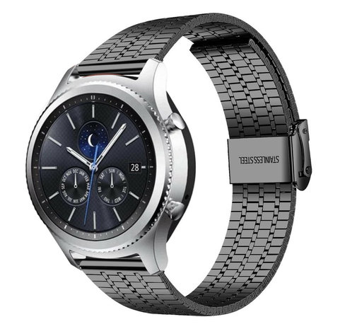Strap-it® Strap-it Samsung Gear S3 roestvrij stalen band (zwart)