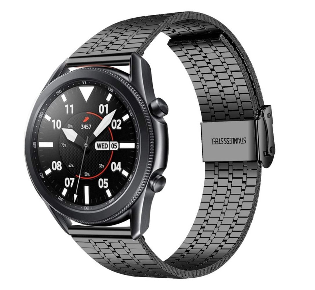 Strap-it® Strap-it Samsung Galaxy Watch 3 45mm roestvrij stalen band (zwart) Strap-it® Strap-it Samsung Galaxy Watch 3 45mm roestvrij stalen band (zwart)