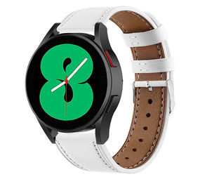 Strap-it® Samsung Galaxy Watch 4 - 40mm leren bandje (wit) Strap-it® Samsung Galaxy Watch 4 - 40mm leren bandje (wit)