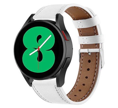 Samsung Galaxy Watch 4 - 40mm leren bandje (wit) - Smartwatchbanden.nl
