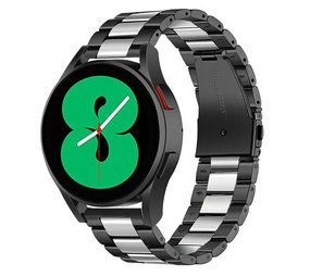 Strap-it® Samsung Galaxy Watch 4 - 40mm stalen band (zwart/zilver) Strap-it® Samsung Galaxy Watch 4 - 40mm stalen band (zwart/zilver)