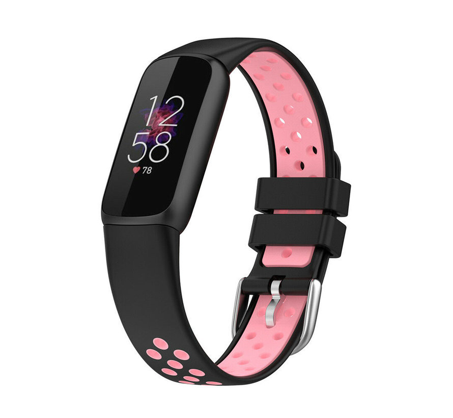 Strap-it Fitbit Luxe sport band (zwart/roze)