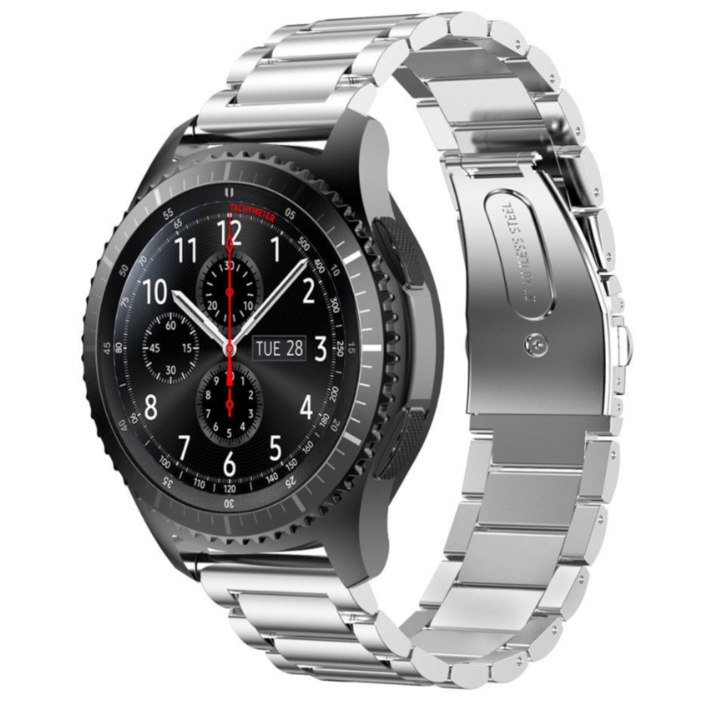 Samsung Galaxy Watch stalen band 46mm (zilver) Smartwatchbanden.nl