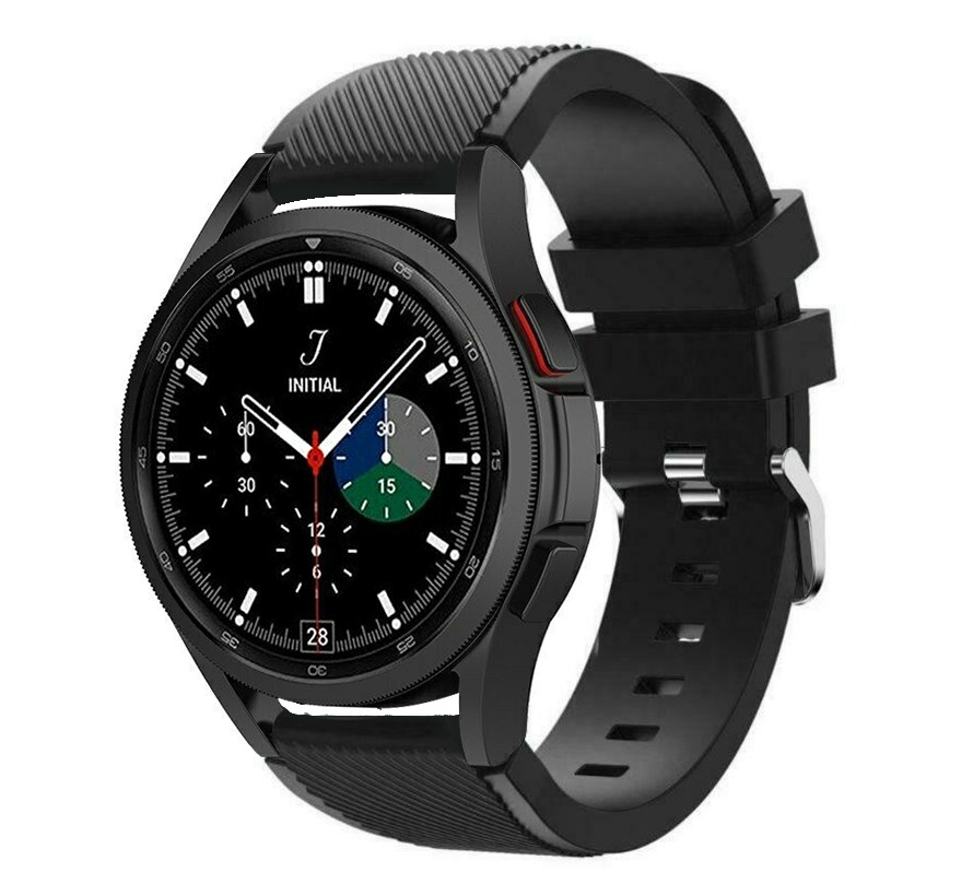 Samsung Galaxy Watch 4 Classic 46mm Siliconen Bandje Zwart Smartwatchbandennl