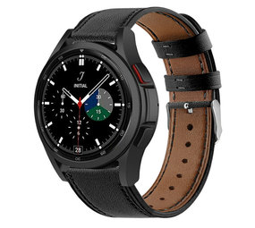 Strap-it® Samsung Galaxy Watch 4 Classic 42mm leren bandje (strak-zwart) Strap-it® Samsung Galaxy Watch 4 Classic 42mm leren bandje (strak-zwart)