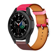 Strap-it® Samsung Galaxy Watch 4 Classic leren bandje (knalroze/roodbruin)
