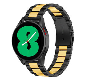 Strap-it® Samsung Galaxy Watch 4 - 40mm stalen band (zwart/goud)