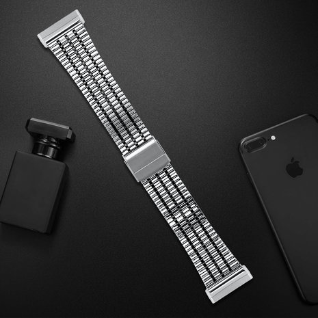 Strap-it® Strap-it Fitbit Versa 3 roestvrij stalen band (zilver/zwart)