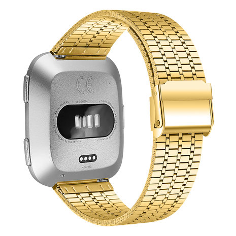 Strap-it® Strap-it Fitbit Versa roestvrij stalen bandje (goud)
