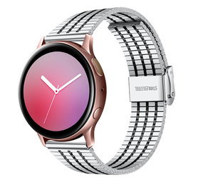 Strap-it® Samsung Galaxy Watch Active roestvrij stalen band (zilver/zwart)