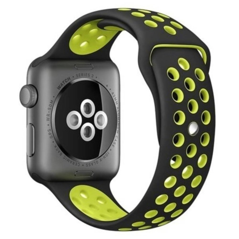 Strap-it® Strap-it Apple Watch sport+ band (zwart/geel)